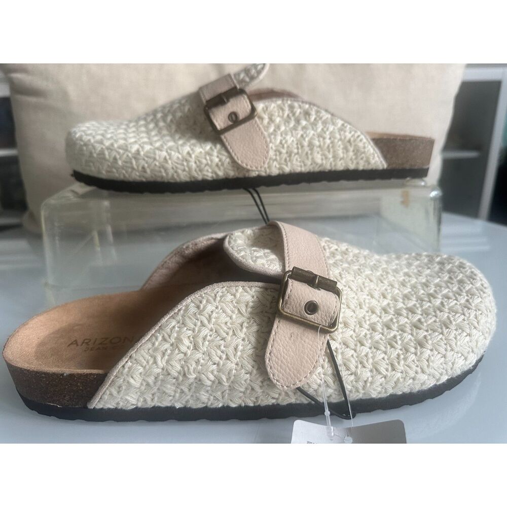 Arizona Reece Cream Woven Clogs Mules Size 11 NWT New